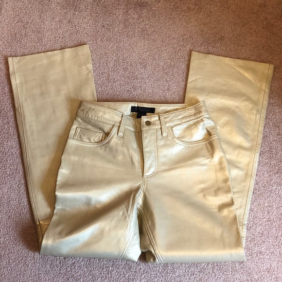 Express Gold Leather Pants size 1/2 - Picture 3 of 8